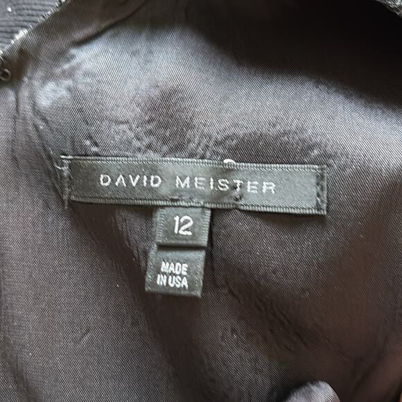 David Meister EUC black and gray embroidered cocktail dress size 12 - Picture 2 of 5